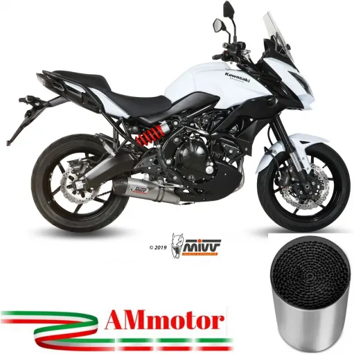 Mivv Kawasaki Versys 650 Terminale Di Scarico Moto Marmitta Oval Titanio Carbon Cap