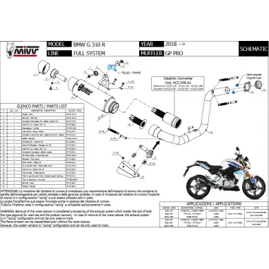 Scarico Completo Mivv Bmw G 310 R Terminale Gp Pro Black Inox Nero Moto