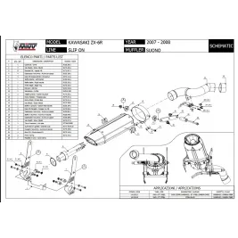 Mivv Kawasaki ZX-6 R 2008 08 Terminale Di Scarico Suono Black Nero Moto 2