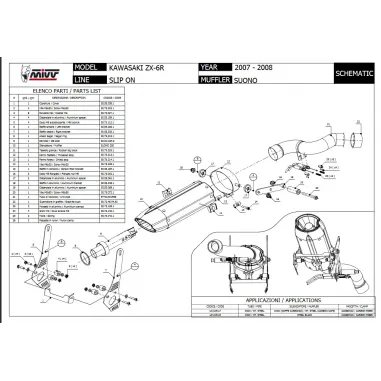 Mivv Kawasaki ZX-6 R 2008 08 Terminale Di Scarico Suono Black Nero Moto