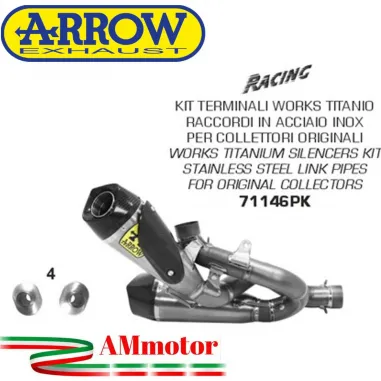 Arrow Ducati Panigale V4 18 - 2023 Terminali Di Scarico Moto Works Titanio Con Raccordi In Acciaio