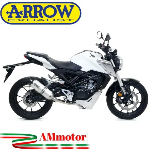 Terminale Di Scarico Arrow Honda CB 125 R 18 - 2020 Slip-On Thunder Alluminio Moto Fondello Carbonio