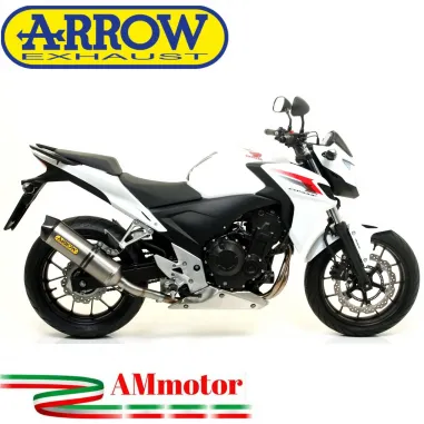 Terminale Di Scarico Arrow Honda CB 500 F 13 - 2015 Slip-On Race-Tech Titanio Moto Fondello Carbonio