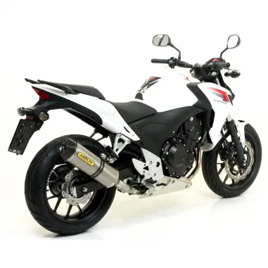Terminale Di Scarico Arrow Honda CB 500 F 13 - 2015 Slip-On Race-Tech Titanio Moto Fondello Carbonio