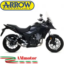 Terminale Di Scarico Arrow Honda CB 500 X 17 - 2018 Slip-On Race-Tech Alluminio Dark Moto Fondello Carbonio