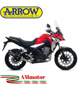 Terminale Di Scarico Arrow Honda CB 500 X 19 - 2020 Slip-On Race-Tech Alluminio Dark Moto Fondello Carbonio