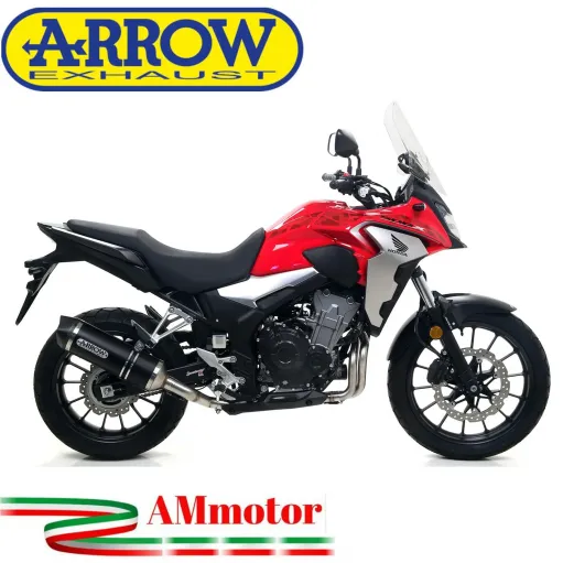 Terminale Di Scarico Arrow Honda CB 500 X 19 - 2020 Slip-On Race-Tech Alluminio Dark Moto Fondello Carbonio