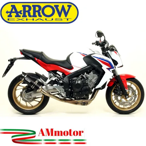 Terminale Di Scarico Arrow Honda CB 650 F 14 - 2018 Slip-On Thunder Alluminio Dark Moto Fondello Carbonio