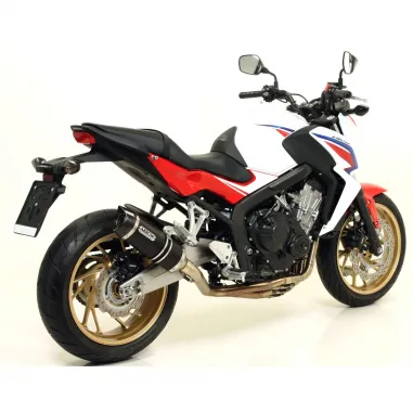 Terminale Di Scarico Arrow Honda CB 650 F 14 - 2018 Slip-On Thunder Alluminio Dark Moto Fondello Carbonio