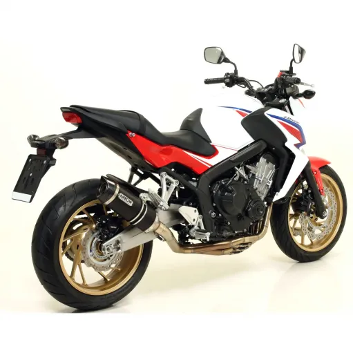Terminale Di Scarico Arrow Honda CB 650 F 14 - 2018 Slip-On Thunder Alluminio Dark Moto Fondello Carbonio