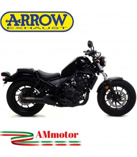 Terminale Di Scarico Arrow Honda Rebel 500 20 - 2021 Slip-On Dark Moto Fondello Carbonio