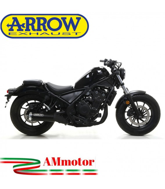Terminale Di Scarico Arrow Honda Rebel 500 20 - 2021 Slip-On Dark Moto Fondello Alluminio