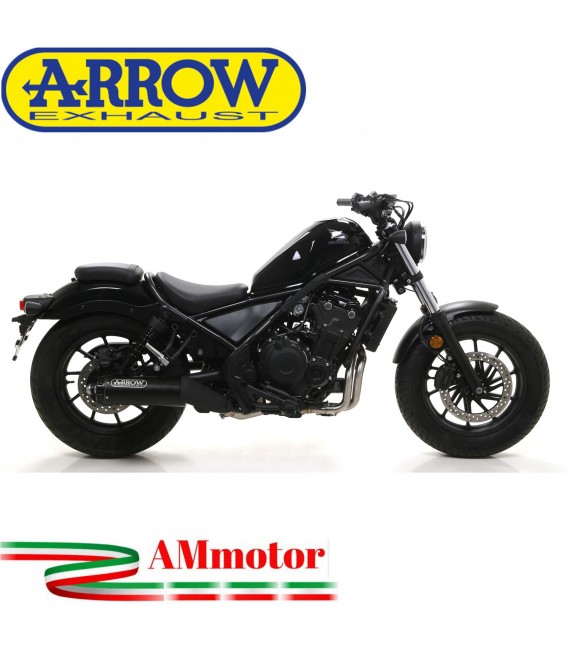 Terminale Di Scarico Arrow Honda Rebel 500 20 - 2021 Slip-On Dark Moto Fondello Alluminio Dark