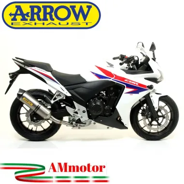 Terminale Di Scarico Arrow Honda Cbr 500 R 13 - 2015 Slip-On Race-Tech Titanio Moto Fondello Carbonio