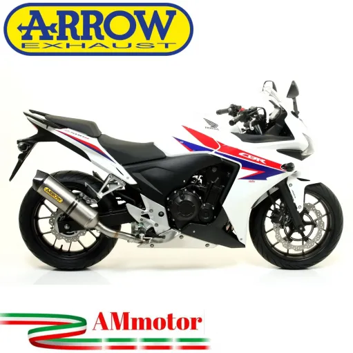 Terminale Di Scarico Arrow Honda Cbr 500 R 13 - 2015 Slip-On Race-Tech Titanio Moto Fondello Carbonio