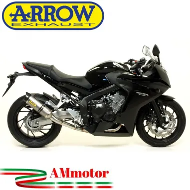 Terminale Di Scarico Arrow Honda Cbr 650 F 14 - 2018 Slip-On Thunder Alluminio Moto Fondello Carbonio