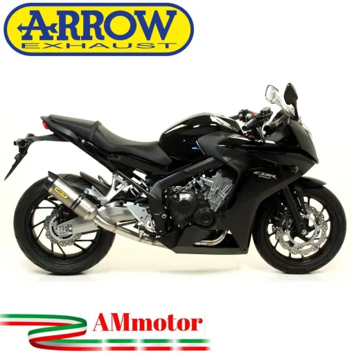 Terminale Di Scarico Arrow Honda Cbr 650 F 14 - 2018 Slip-On Thunder Alluminio Moto Fondello Carbonio