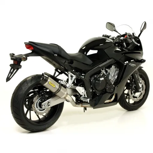 Terminale Di Scarico Arrow Honda Cbr 650 F 14 - 2018 Slip-On Thunder Titanio Moto Fondello Carbonio