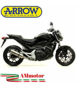 Terminale Di Scarico Arrow Honda NC 700 S 12 - 2014 Slip-On Race-Tech Titanio Moto Fondello Carbonio