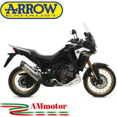 Terminale Di Scarico Arrow Honda Crf 1100L Africa Twin 20 - 2023 Maxi Race-Tech Titanio Moto Fondello Carbonio