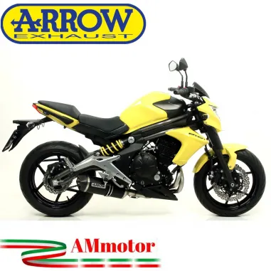 Terminale Di Scarico Arrow Kawasaki ER-6N 12 - 2016 Slip-On Race-Tech Alluminio Dark Moto Fondello Carbonio