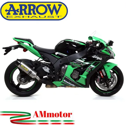 Terminale Di Scarico Arrow Kawasaki ZX-10R 16 - 2019 Slip-On Race-Tech Titanio Moto Fondello Carbonio