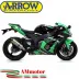 Terminale Di Scarico Arrow Kawasaki ZX-10R 16 - 2019 Slip-On Race-Tech Titanio Moto Fondello Carbonio