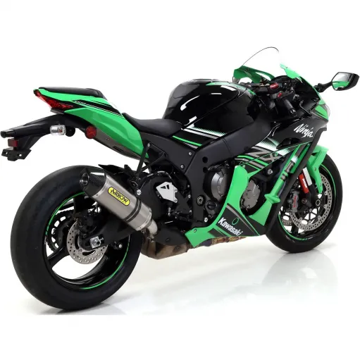 Terminale Di Scarico Arrow Kawasaki ZX-10R 16 - 2019 Slip-On Race-Tech Titanio Moto Fondello Carbonio