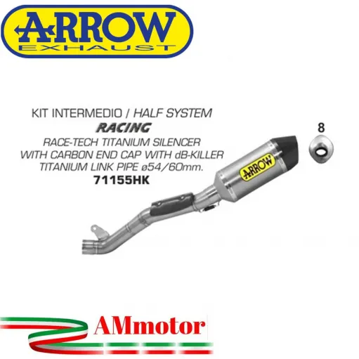 Terminale Arrow Kawasaki ZX-10R 16 - 2019 Slip-On Race-Tech Titanio Moto Con Raccordo ø60MM Titanio