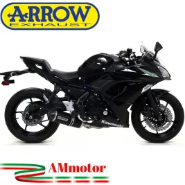 Terminale Di Scarico Arrow Kawasaki Ninja 650 17 - 2020 Slip-On Race-Tech Alluminio Dark Moto Fondello Carbonio