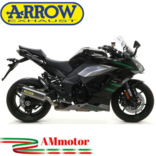 Terminale Di Scarico Arrow Kawasaki Ninja 1000 SX 20 - 2024 Slip-On Indy-Race Titanio Moto Fondello Carbonio