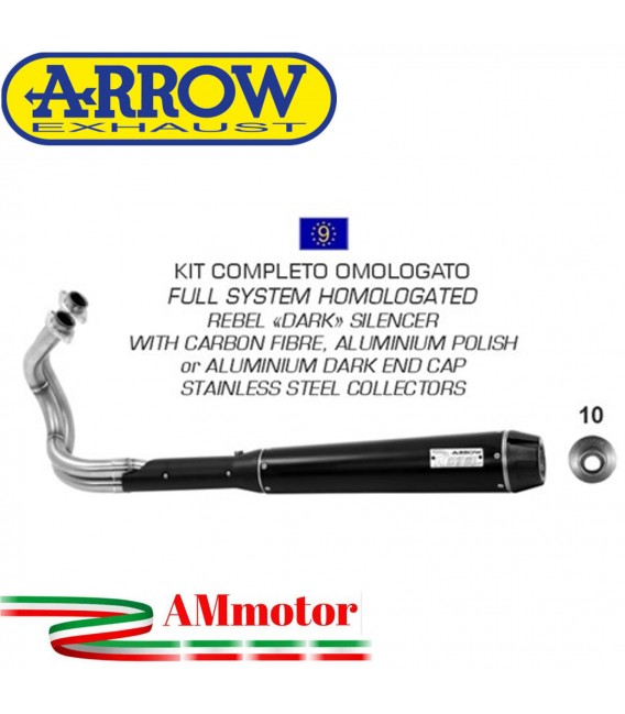 Arrow Kawasaki Vulcan S 650 14 - 2016 Kit Scarico Completo Rebel Con Fondello Alluminio Dark Omologato