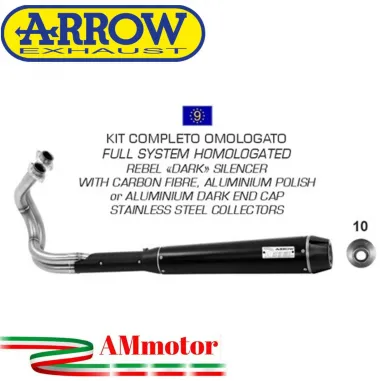 Arrow Kawasaki Vulcan S 650 14 - 2016 Kit Scarico Completo Rebel Con Fondello Alluminio Dark Omologato