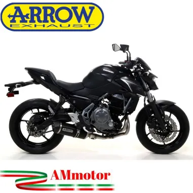 Terminale Di Scarico Arrow Kawasaki Z 650 17 - 2019 Slip-On Race-Tech Alluminio Dark Moto Fondello Carbonio