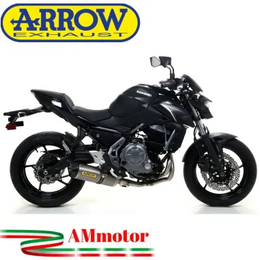 Terminale Di Scarico Arrow Kawasaki Z 650 17 - 2019 Slip-On Race-Tech Titanio Moto Fondello Carbonio