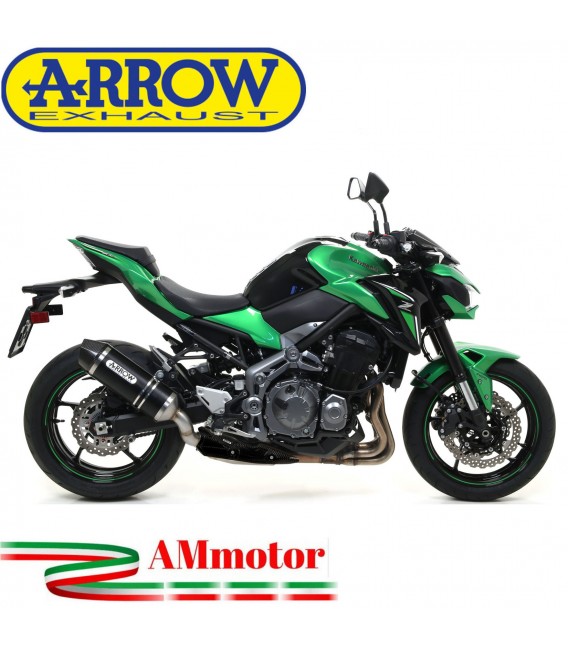 Terminale Di Scarico Arrow Kawasaki Z 900 17 - 2019 Slip-On Race-Tech Alluminio Dark Moto Fondello Carbonio