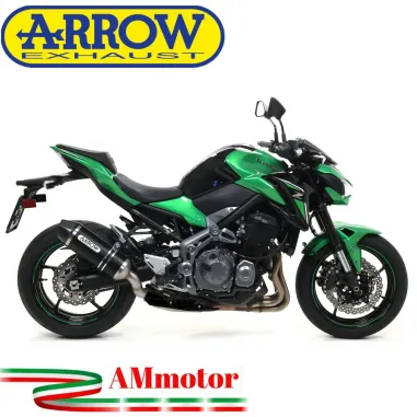 Terminale Di Scarico Arrow Kawasaki Z 900 17 - 2019 Slip-On Race-Tech Alluminio Dark Moto Fondello Carbonio