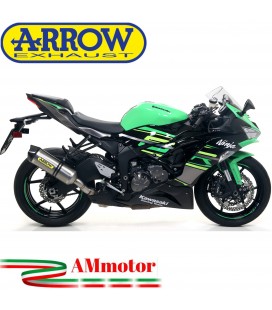 Terminale Di Scarico Arrow Kawasaki ZX-6R 636 19 - 2020 Slip-On Race-Tech Titanio Moto Fondello Carbonio