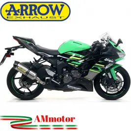 Terminale Di Scarico Arrow Kawasaki ZX-6R 636 19 - 2020 Slip-On Race-Tech Titanio Moto Fondello Carbonio