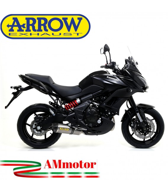 Terminale Di Scarico Arrow Kawasaki Versys 650 15 - 2016 Slip-On Race-Tech Titanio Moto Fondello Carbonio