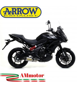 Terminale Di Scarico Arrow Kawasaki Versys 650 17 - 2020 Slip-On Race-Tech Titanio Moto Fondello Carbonio