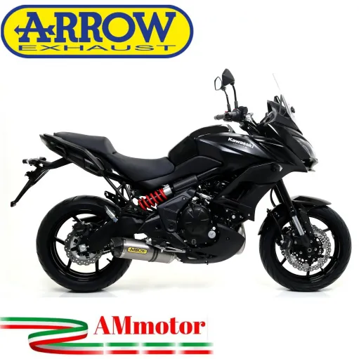 Terminale Di Scarico Arrow Kawasaki Versys 650 17 - 2022 Slip-On Race-Tech Titanio Moto Fondello Carbonio