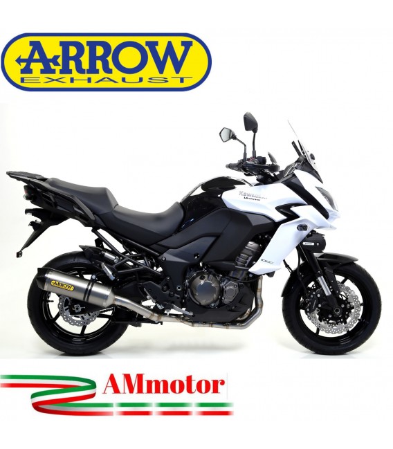 Terminale Di Scarico Arrow Kawasaki Versys 1000 15 - 2016 Slip-On Race-Tech Titanio Moto Fondello Carbonio
