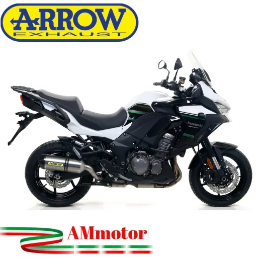 Terminale Di Scarico Arrow Kawasaki Versys 1000 19 - 2020 Slip-On Race-Tech Titanio Moto Fondello Carbonio