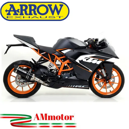 Terminale Di Scarico Arrow Ktm RC 125 15 - 2016 Slip-On Thunder Alluminio Dark Moto Fondello Carbonio