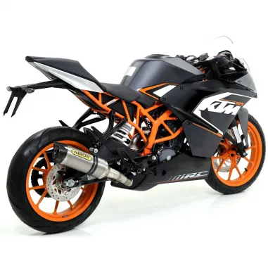 Terminale Di Scarico Arrow Ktm RC 125 15 - 2016 Slip-On Thunder Titanio Moto Fondello Carbonio