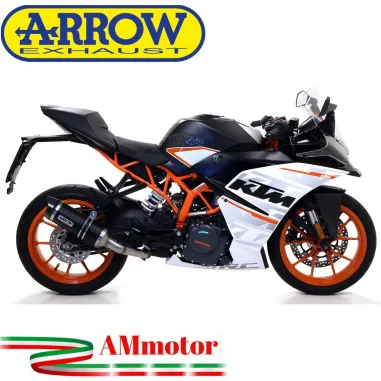 Terminale Di Scarico Arrow Ktm RC 125 17 - 2020 Slip-On Thunder Alluminio Dark Moto Fondello Carbonio