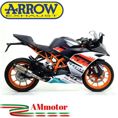 Terminale Di Scarico Arrow Ktm RC 390 15 - 2016 Slip-On Thunder Titanio Moto Fondello Carbonio