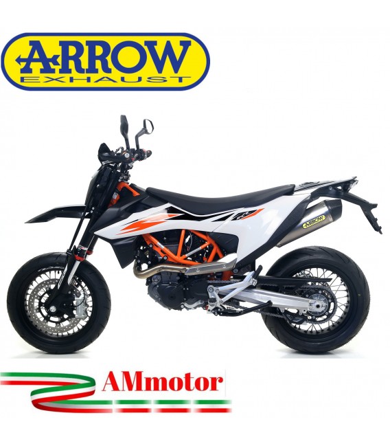 Terminale Di Scarico Arrow Ktm 690 Smc R 19 - 2020 Slip-On Race-Tech Titanio Moto Fondello Carbonio