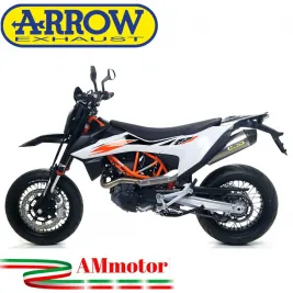 Terminale Di Scarico Arrow Ktm 690 Smc R 19 - 2020 Slip-On Race-Tech Titanio Moto Fondello Carbonio